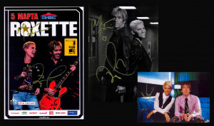 Roxette - signed poster A4 and 2 photo A4 - 2011 Yekaterinburg Russia 
